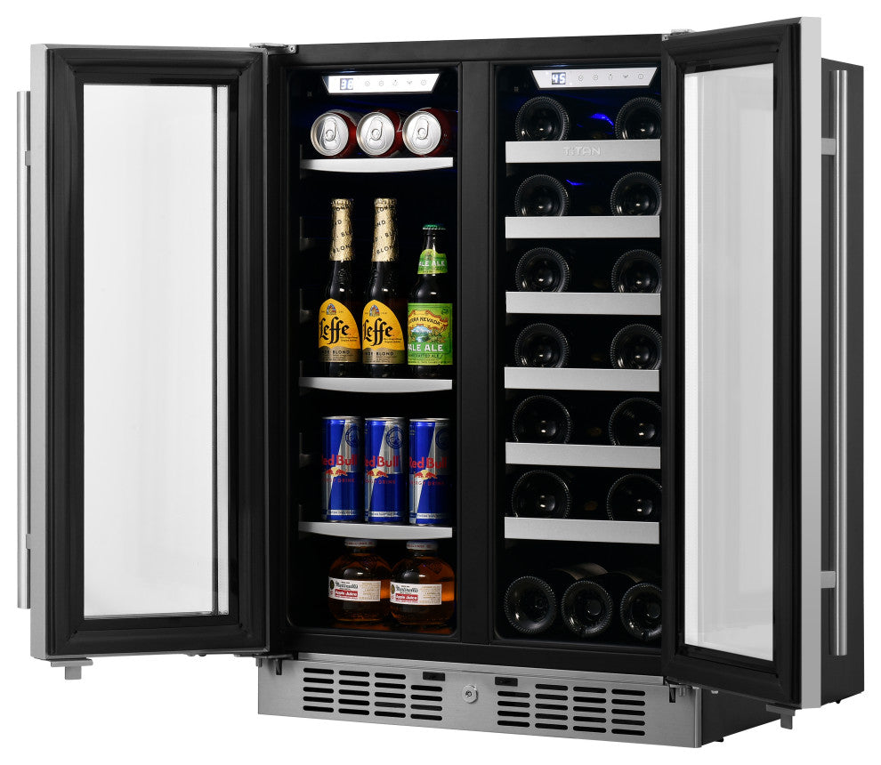 Titan Transcend 24 inch 64 Can 20 Bottle Dual Zone Beverage and Wine Cooler