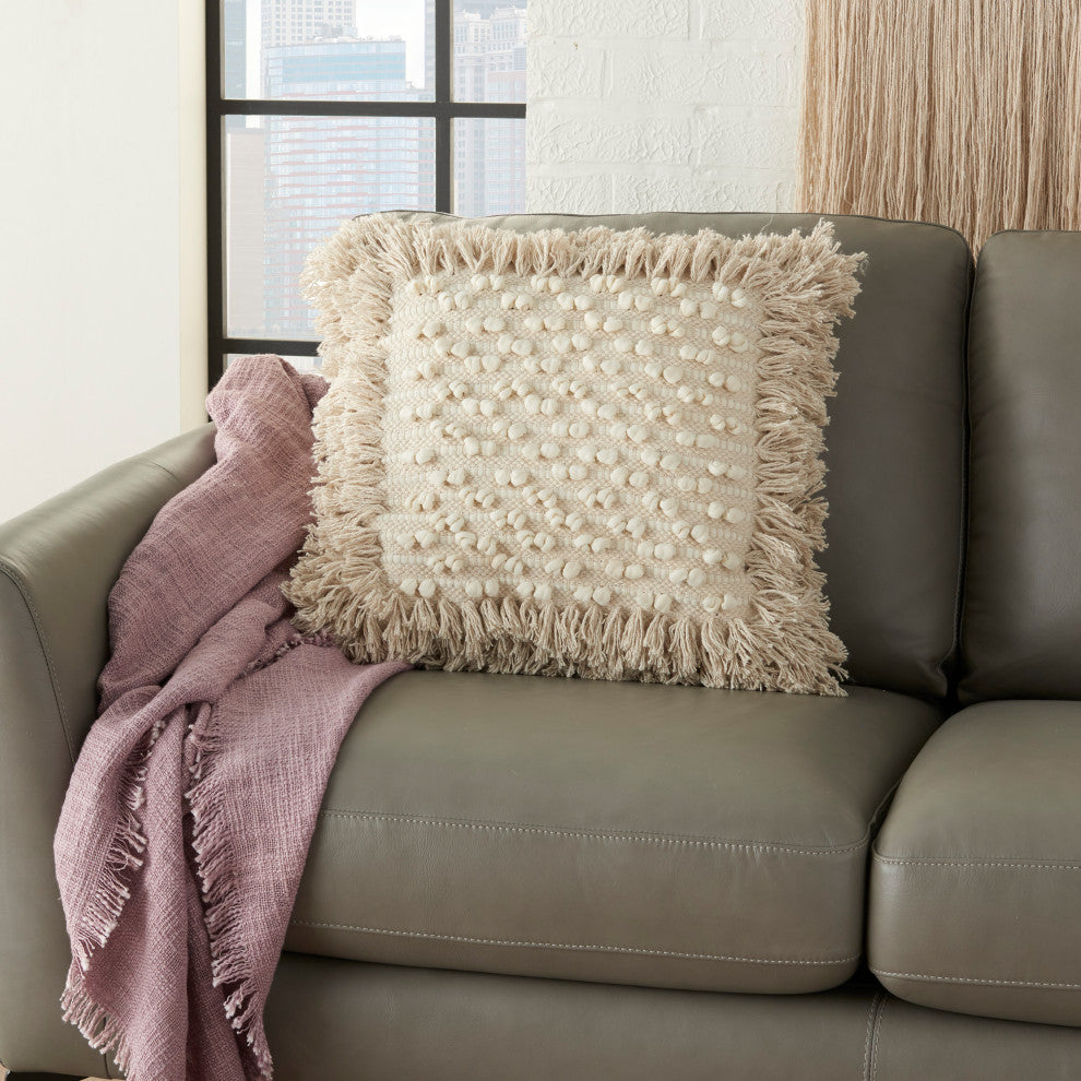 Nourison Home 18"x18" Mina Victory Loop Stripe Center Natural Throw Pillows