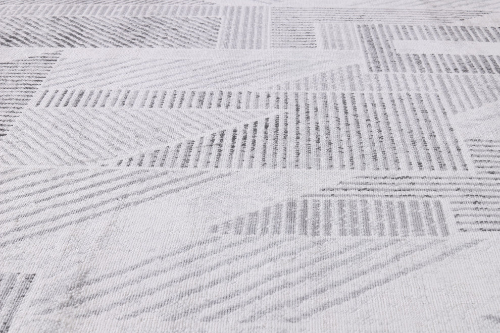 Low-Pile Auden Gray/Ivory Rug, Gray, 8'8"x12'