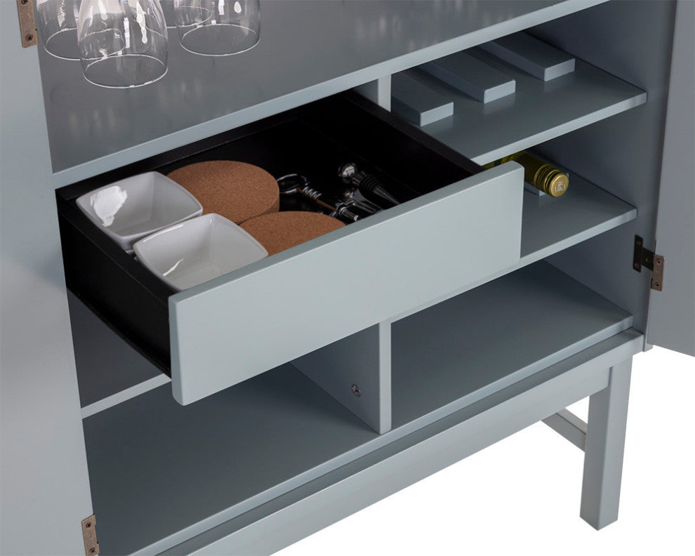 Wesson Wine Cabinet, Gray Blue