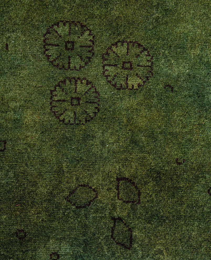 Overdyed One-of-a-Kind Hand-Knotted Area Rug Green, 2' 8" x 8' 8"