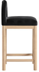 Conrad Upholstered Bar and Counter Stool, Black, Velvet, Natural