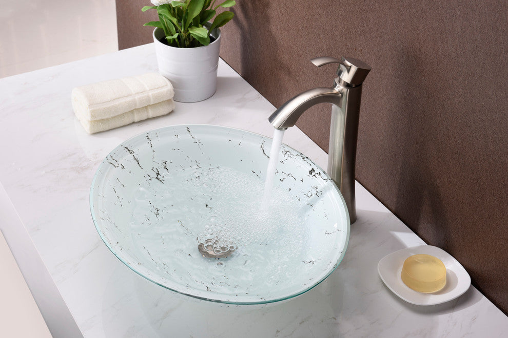 Marbela Series Vessel Sink, Marbled White