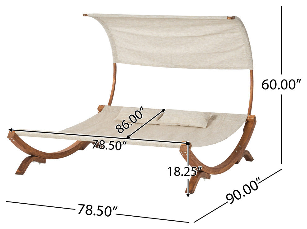 GDF Studio Rosalie Outdoor Patio Chaise Lounge Sunbed And Canopy