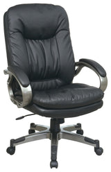 Executive Black Bonded Leather Chair with Padded Arms and Titanium Coated Frame