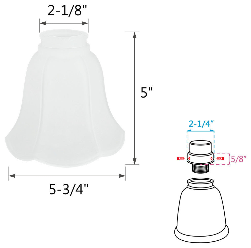 Aspen Creative 23075-4 Frosted Replacement Glass Shade, 4 Pack