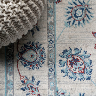 Modern Persian Moroccan Ivory/Blue/Red 6' Round Area Rug