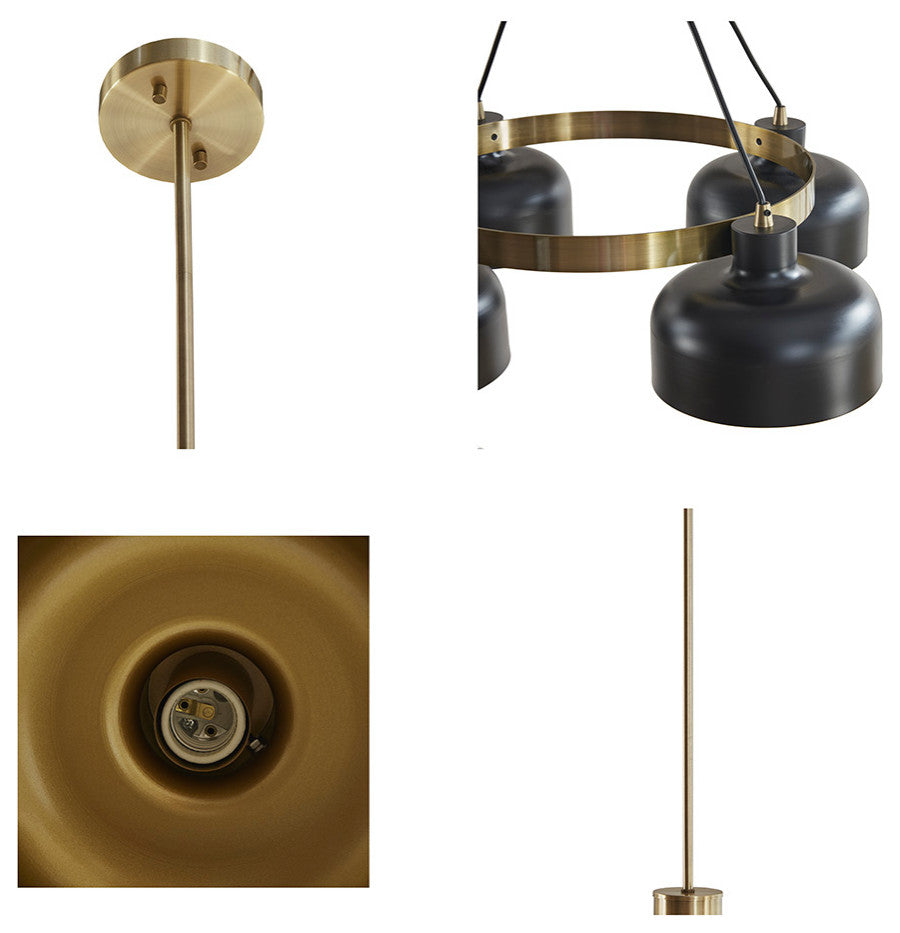 INK+IVY Abbott 4-Light Metal Shade Chandelier, Black/Gold