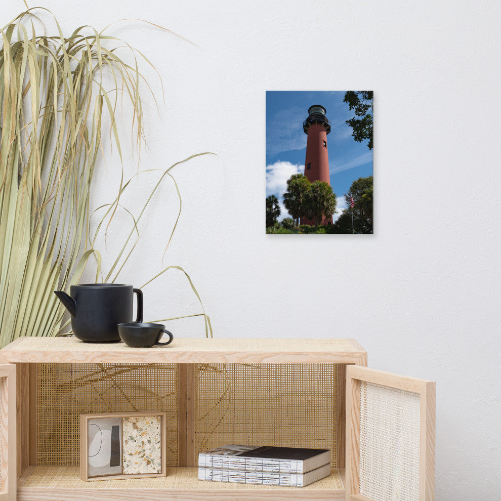 Jupiter Lighthouse 2 Color Coastal Landscape Canvas Wall Art Print, 12" X 16"