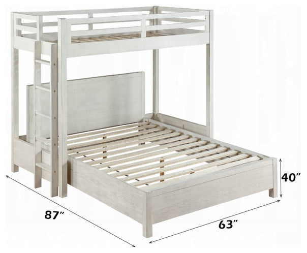 ACME Celerina Queen Bed, Weathered White Finish