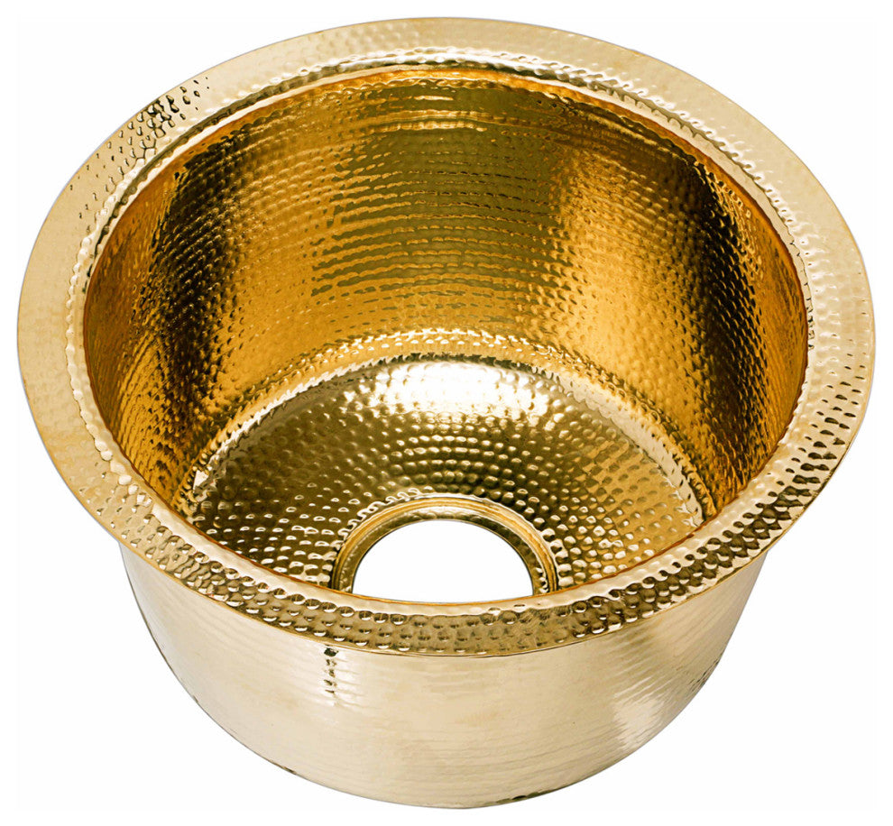 Nantucket Sinks'' 15" Hand Hammered Round Bar Sink, Rs15-Ub