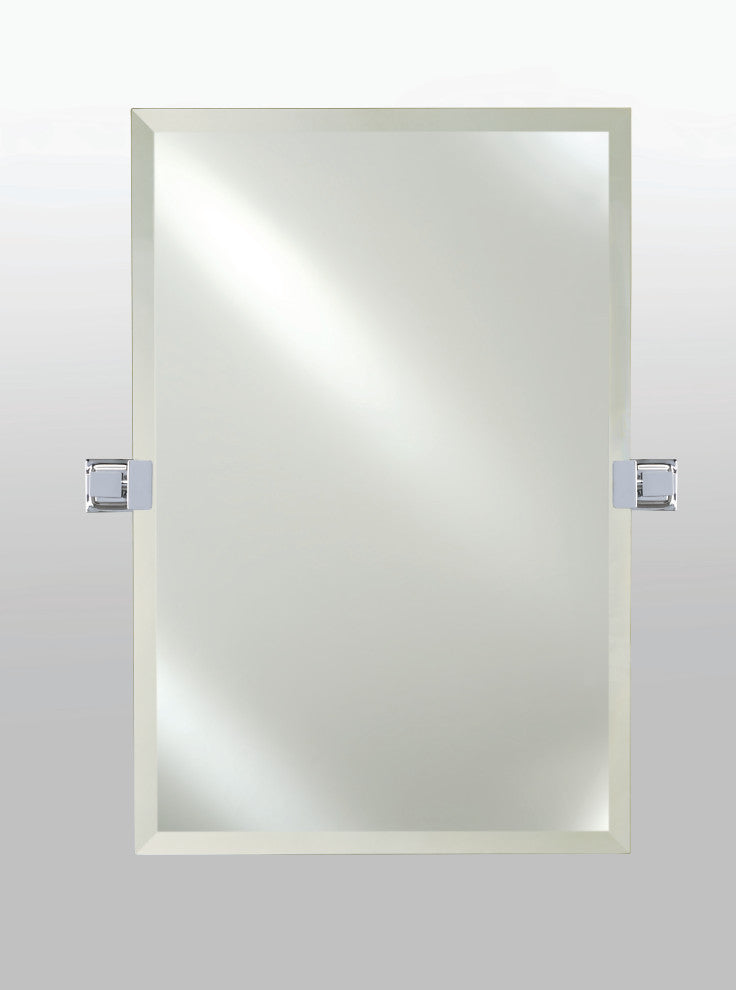 Radiance Frameless Bevel Rectangle Mirror, Satin Brass, 16"x26", Matte Black
