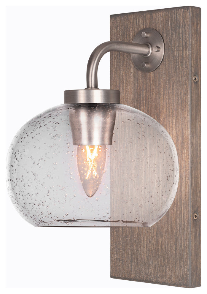 Oxbridge Wall Sconce, Graphite & Painted Distressed Metal, 7" Clear Bubble