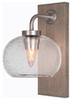 Oxbridge Wall Sconce, Graphite & Painted Distressed Metal, 7" Clear Bubble
