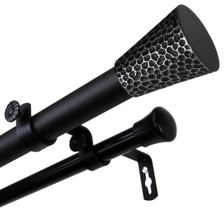 Maira 1" Double Curtain Rod, Black, 66-120"