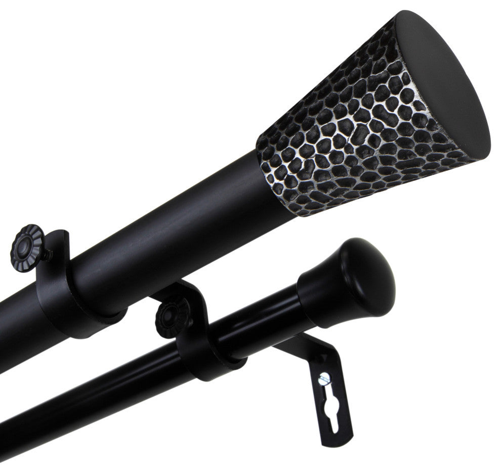 Maira 1" Double Curtain Rod, Black, 66-120"