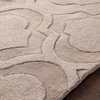 Central Park Solid and Border Taupe, Mauve Area Rug, 9'x12'