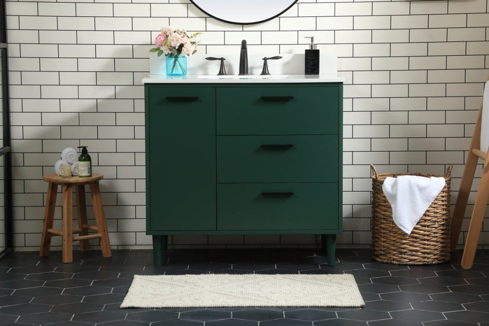 Elegant Decor Baldwin Bathroom Vanity Green