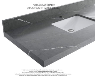 Paris 36" Right Offset Bathroom Vanity, Black 2" Piatra Gray