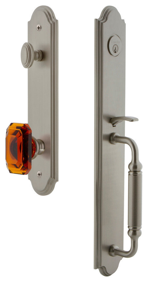 Arc 1-Piece Dummy Handleset, C Grip and Amber Baguette, Satin Nickel, 848355