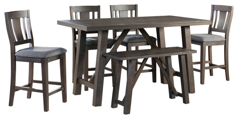 Picket House Furnishings Carter Counter Height 6PC Dining Set-Table, Four Chairs