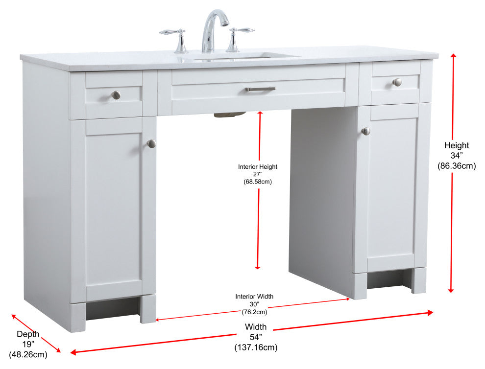 54" ADA Compliant Bathroom Vanity, White