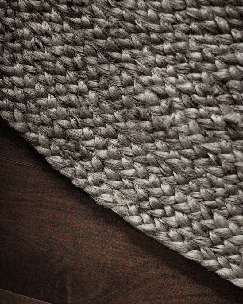 Kerala Jute Area Rug, Gray, 6'x9' Oval
