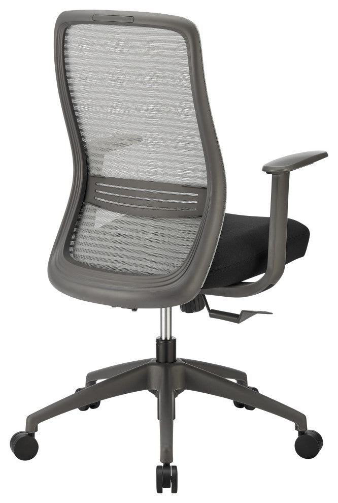 Kasper Mid-Back Office Chair, Grey Mesh Back and Black Fabric Seat