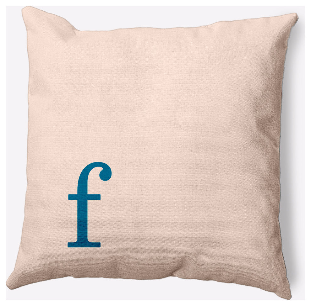 18" x 18" Modern Monogram Indoor/Outdoor Polyester Throw Pillow, Autumn Blue