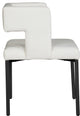 The Caleb Dining Chair, White and Matte Black, Faux Leather and Iron, Set of 2