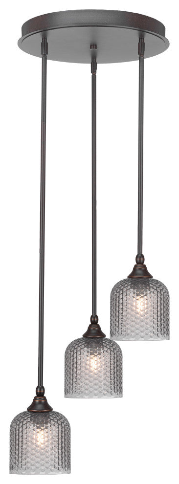 Empire 3-Light Cluster Pendalier, Dark Granite/Smoke Textured