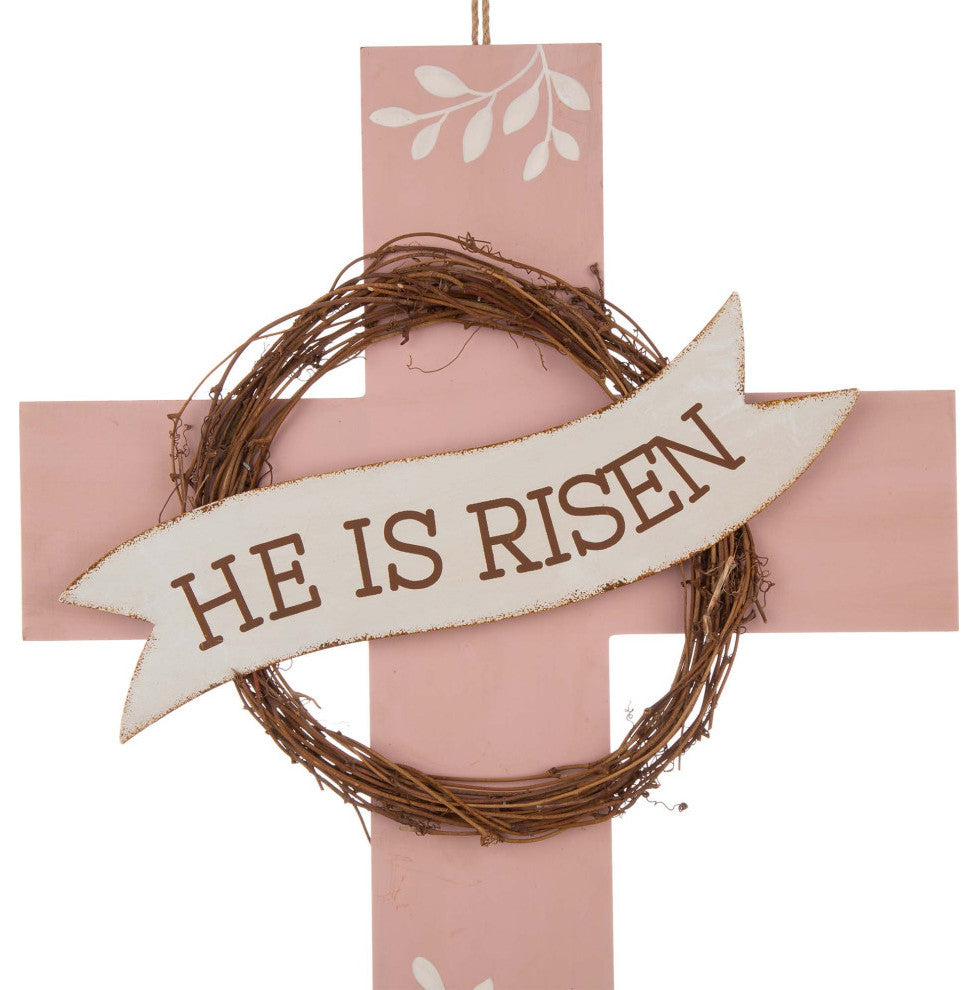 32" Easter Wooden/Metal Cross Yard Stake/Wall Decor