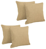18" Double-Corded Solid Outdoor Square Throw Pillows, Set of 4, Sandstone