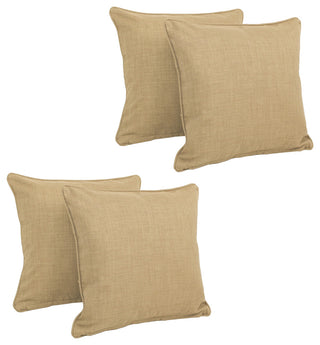 18" Double-Corded Solid Outdoor Square Throw Pillows, Set of 4, Sandstone