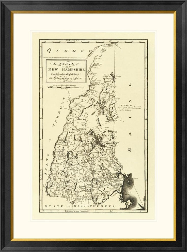 "State of New Hampshire, 1794" Framed Digital Print by Mathew Carey, 30x40"