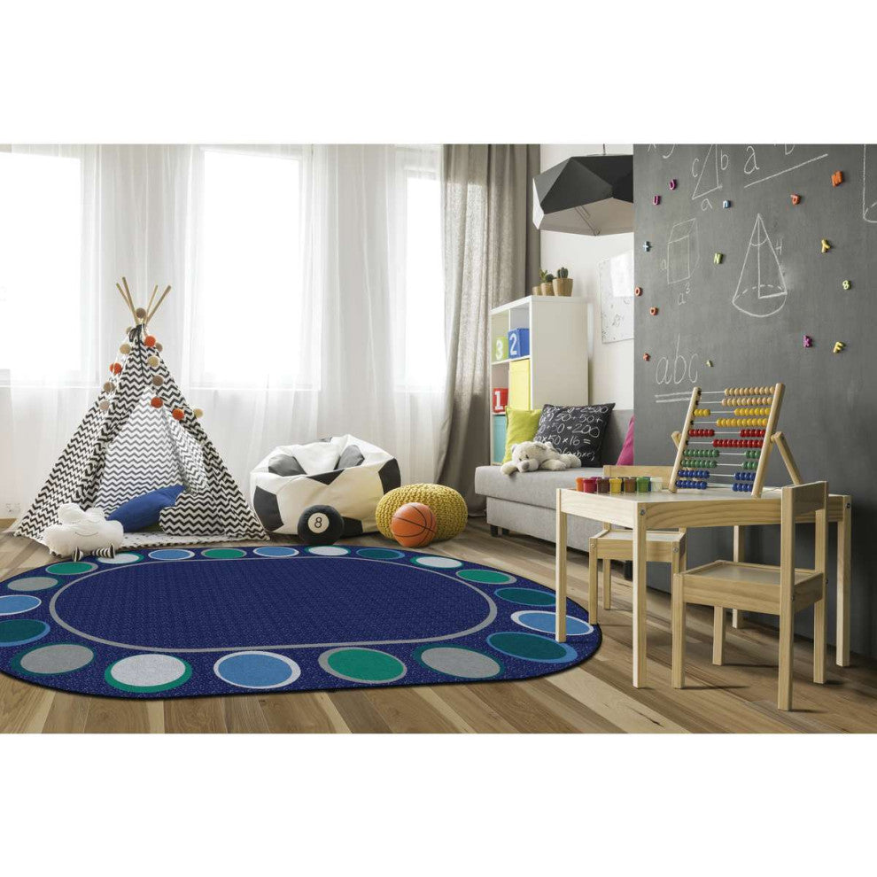 Flagship Carpets VA1827-59FS 10'X13'Oval Sitting Spots Cool Educational Rug