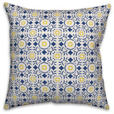 Navy and Yellow Moroccan Tile 16x16 Throw Pillow Cover