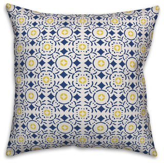 Navy and Yellow Moroccan Tile 16x16 Throw Pillow Cover