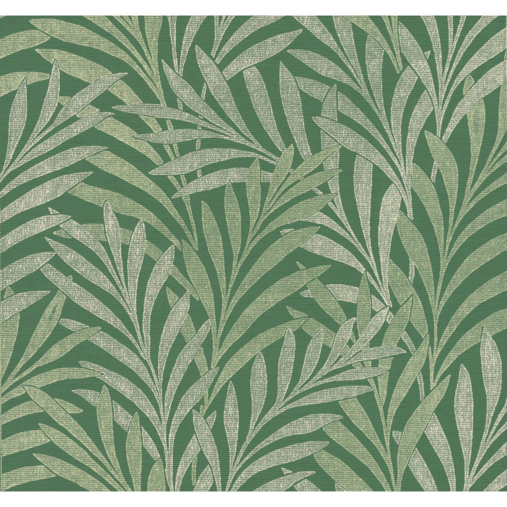 Green Tea Leaves Stripe Wallpaper