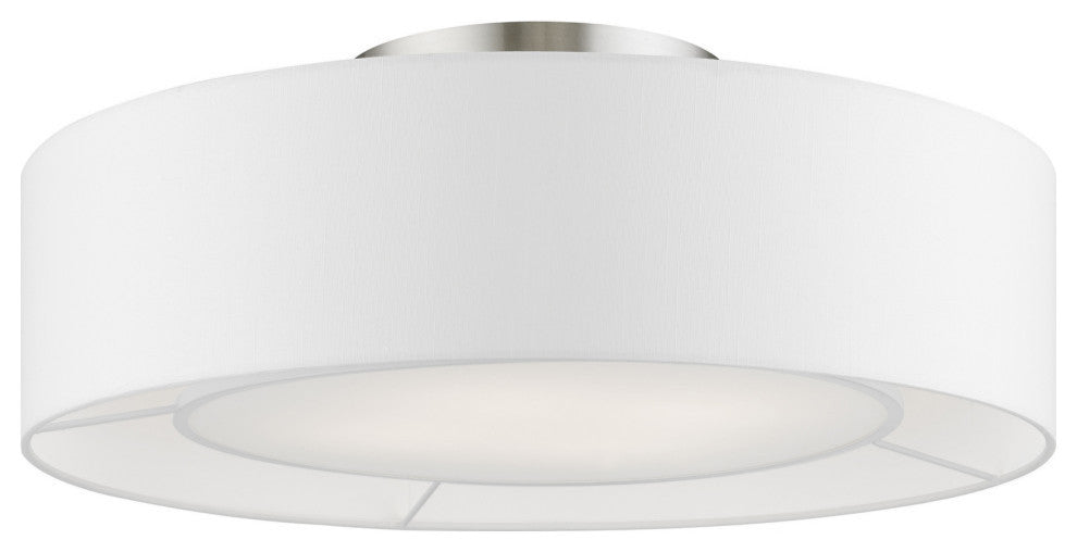 Gilmore 4 Light Brushed Nickel With Shiny White Accents Semi-Flush
