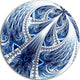 Dark Blue Fractal Flower Pattern Digital, Floral Round Artwork, 23"