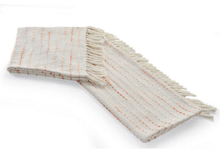 Shimmer Stripe Woven Throw Blanket with Fringe, Peach