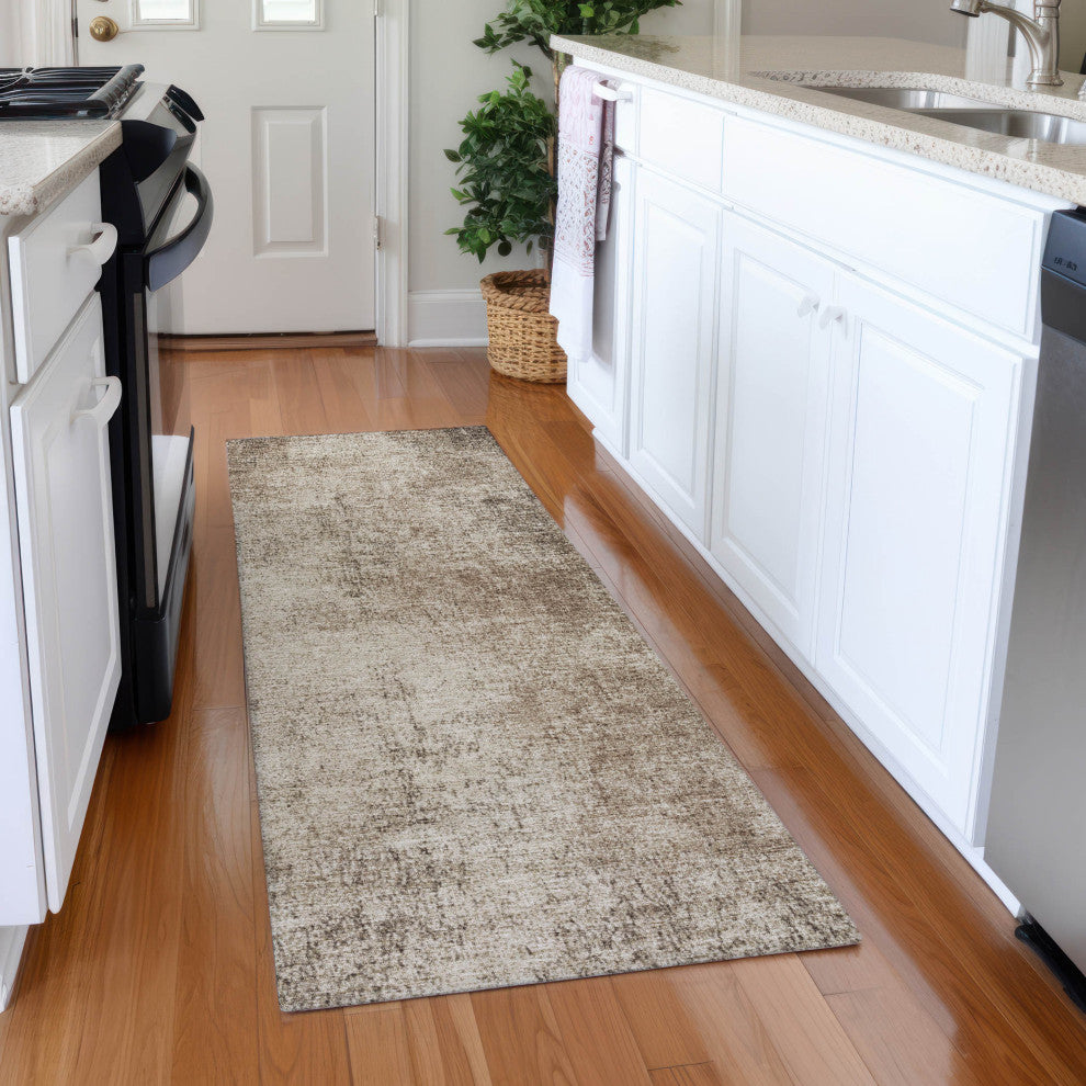 Machine Washable Indoor/Outdoor Chantille ACN1903 Taupe 2'3" x 7'6" Runner Rug