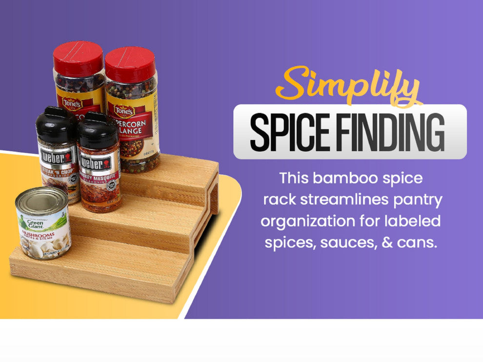 YBM HOME In-Drawer 3-Tier Bamboo Spice Rack Drawer Organizer Tray