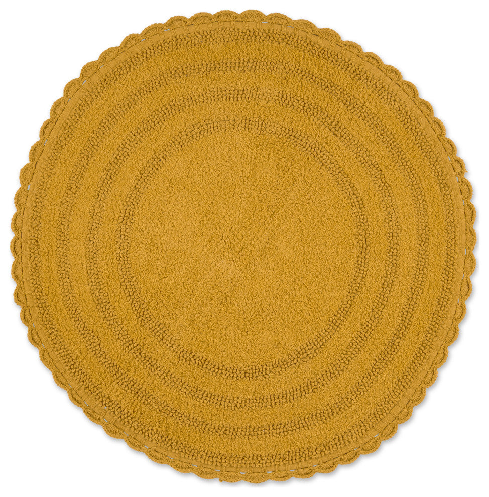 Honey Gold Round Crochet Bath Mat