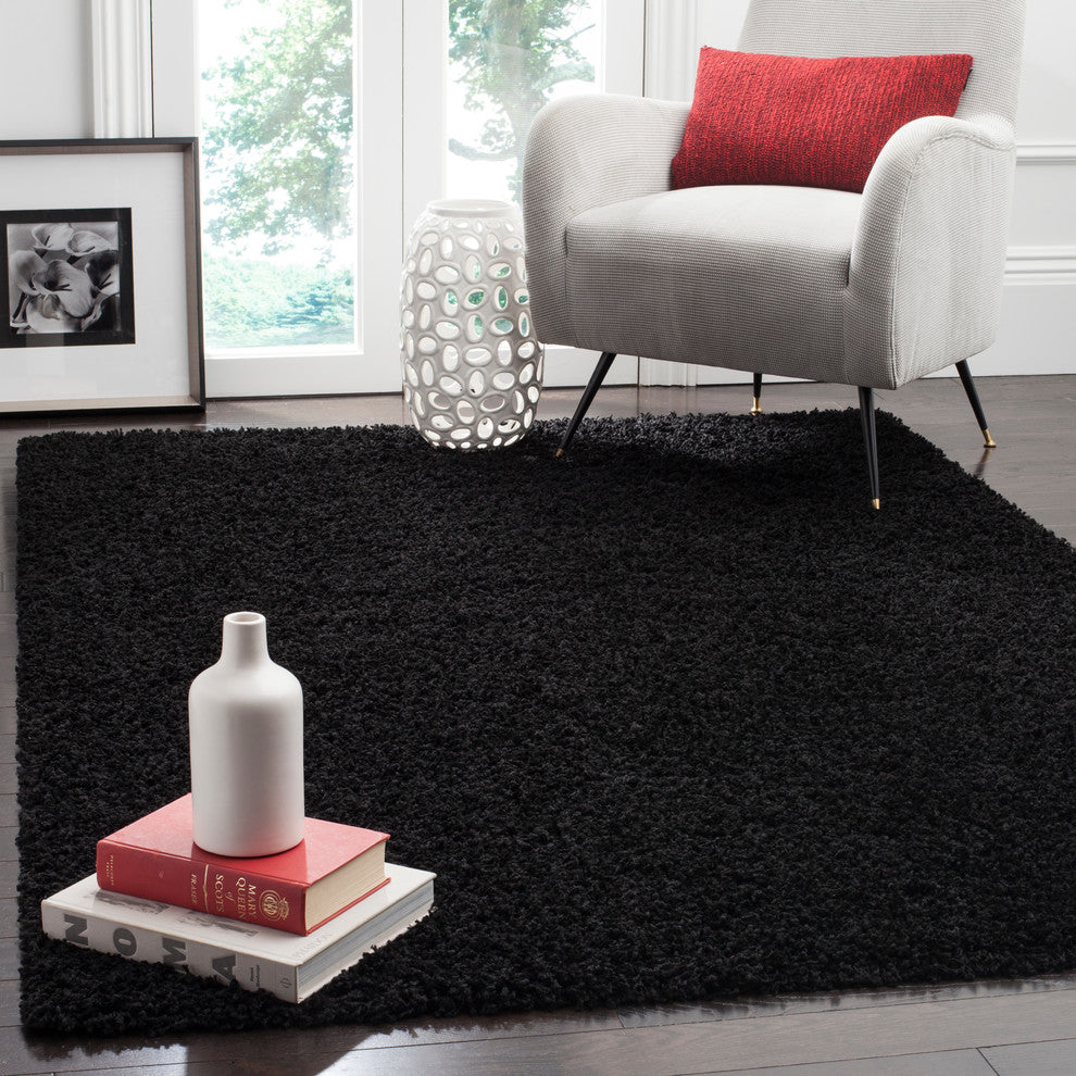 Safavieh Athens Shag Collection, SGA119 Rug, Black, 5'1"x7'6"