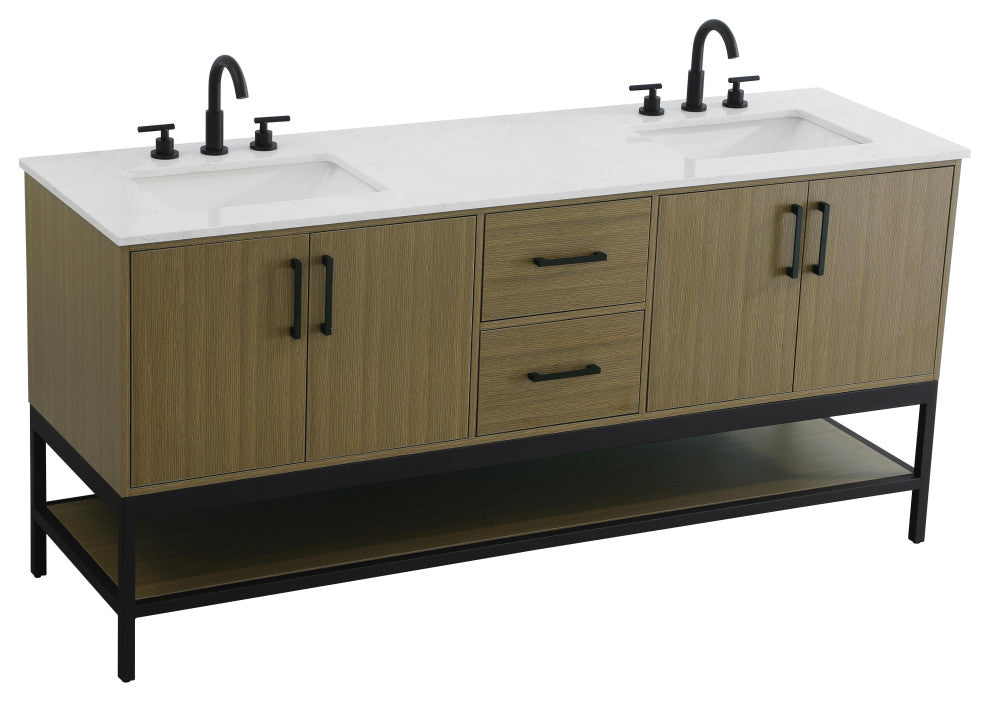 Home Living 72" Double Bathroom Vanity, Chestnut Brown