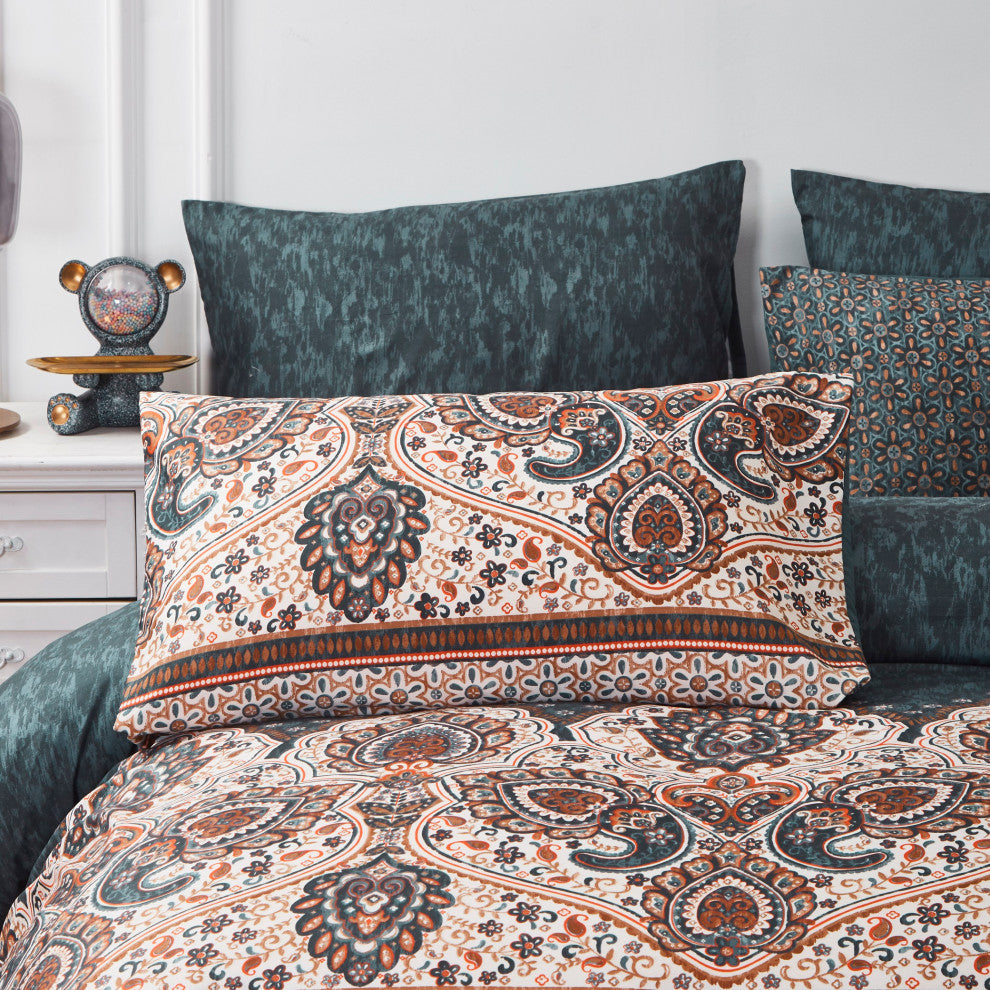 Tache Paisley Damask Lattice Floral Duvet Cover, King