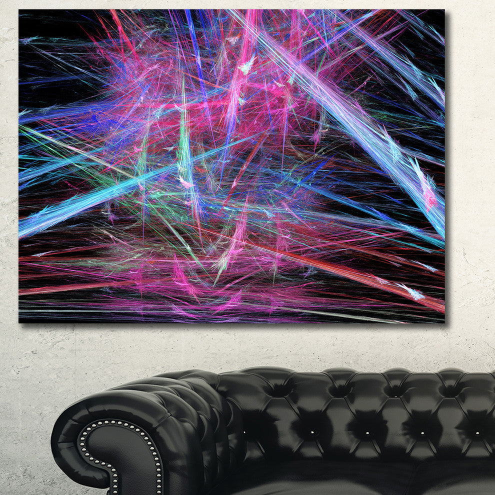 Pink Blue Magical Fractal Pattern, Abstract Canvas Wall Art, 40x30