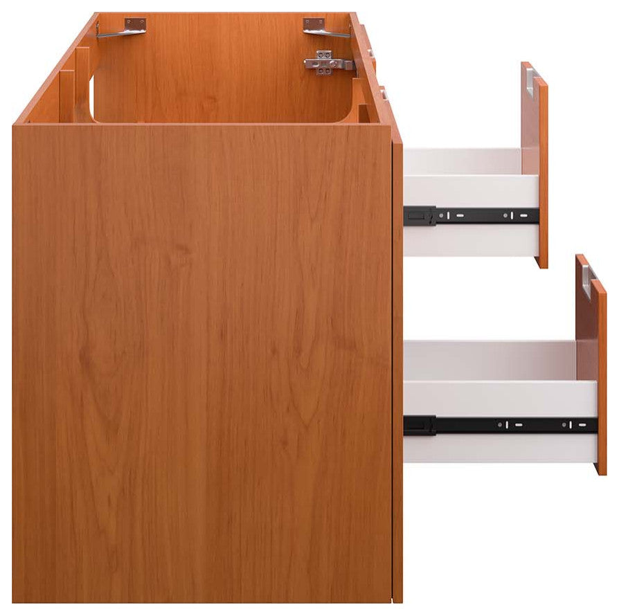 Scenic 48" Double Wall-Mount Bathroom Vanity Cabinet, Cherry Walnut